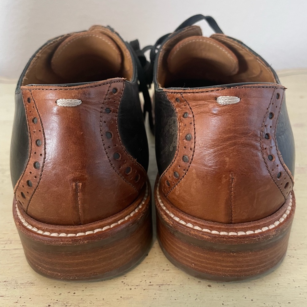 Cole Haan‎ Made in Italy Vintage Black & Brown Leather Saddle Oxfords Size 8 - Picture 3 of 6